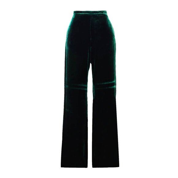NWT Polo Ralph Lauren Velvet Straight-Leg Pant in Jade Green Silk-Blend 4 - Picture 1 of 6